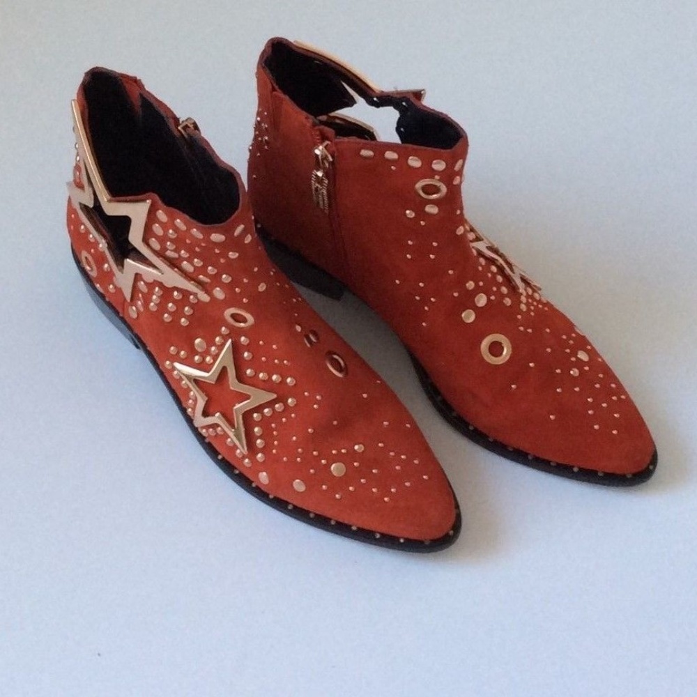 Ivy Kirzhner Stardust Red Suede Ankle Boots - Picture 8 of 8